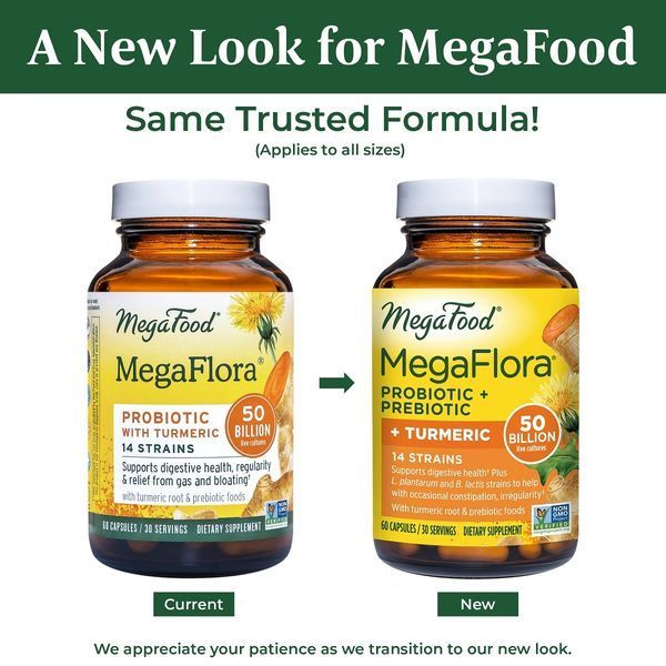 Пробиотики MegaFlora for Over 50, Probiotic with Turmeric, MegaFood, 90 капсул