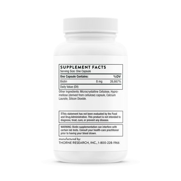 Біотин, 8 Мг, Biotin, Thorne Research, 60 Капсул