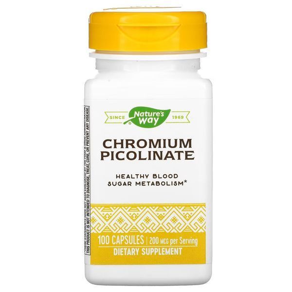 Хром Піколінат, 200 мкг, Chromium Picolinate, Nature's Way, 100 капсул