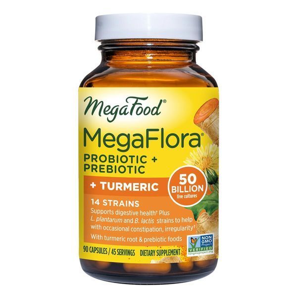 Пробиотики MegaFlora for Over 50, Probiotic with Turmeric, MegaFood, 90 капсул