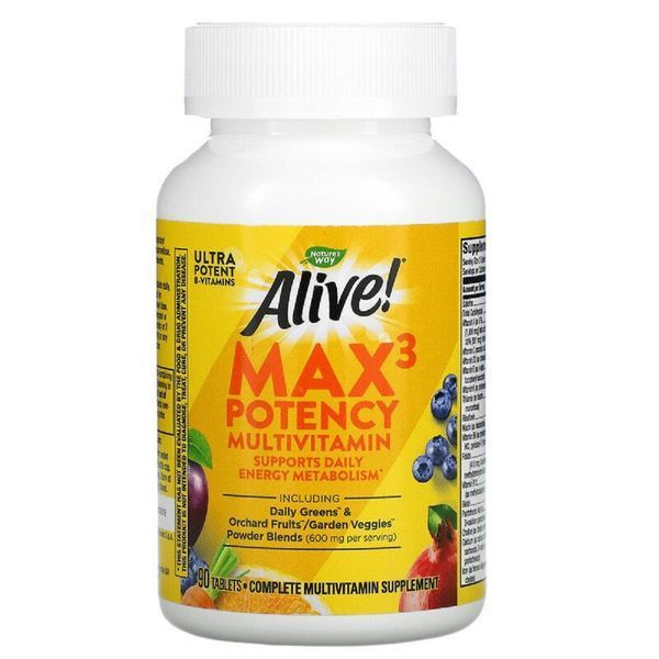 Мультивитамины с железом, Alive! Max3 Daily, Nature's Way, 90 таблеток