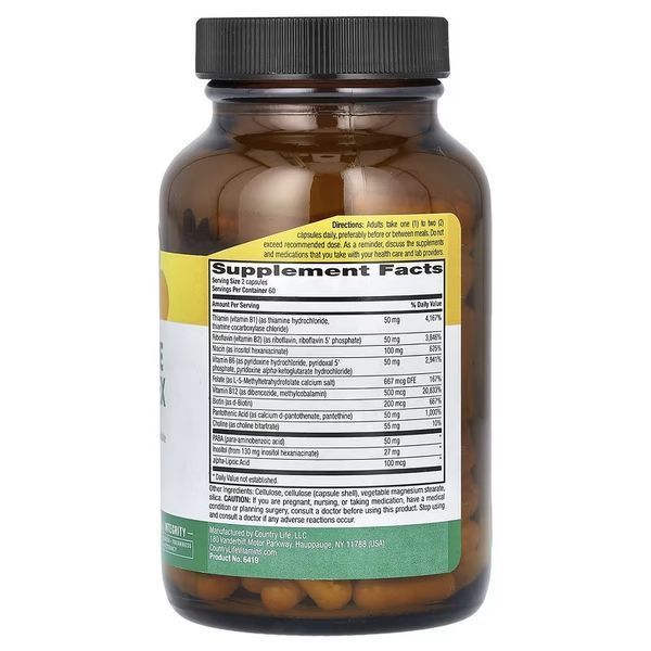 Комплекс вітамінів групи В, Coenzyme B-Complex, Country Life, 120 вегетаріанських капсул