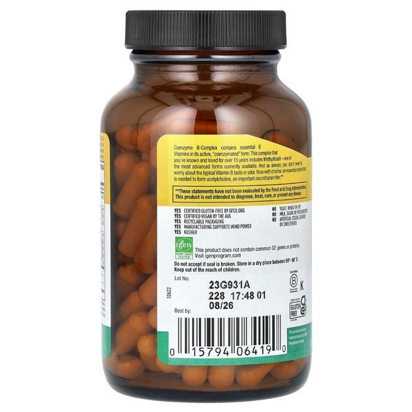 Комплекс вітамінів групи В, Coenzyme B-Complex, Country Life, 120 вегетаріанських капсул
