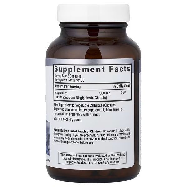 Магній гліцинат високої засвоюваності, Magnesium Glycinate, High Absorption, Nature's Answer, 90 вегетаріанських капсул