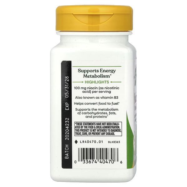 Ніацин, Вітамін B3, 100 мг, Niacin, Vitamin B3, Nature's Way, 100 капсул