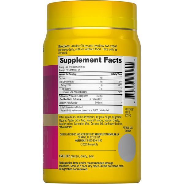 Пробіотики для жінок, 2 млрд КУО, смак журавлини, Ultimate Flora Women's Care Probiotic Gummies, Renew Life, 48 жувальних цукерок