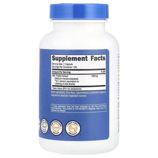 Розторопша, 1000 мг, Milk Thistle, Nutricost, 120 капсул