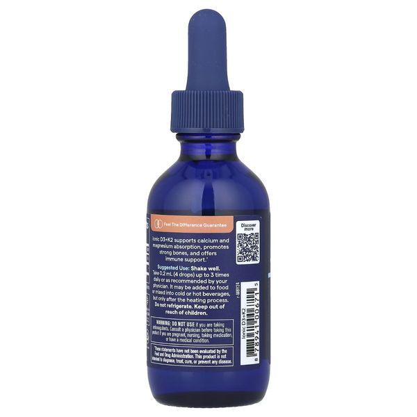 Вітаміни D3 та K2 іонізовані в краплях, Ionic D3+K2, Trace Minerals, 59 мл
