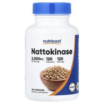 Наттокіназа, 100 мг, Nattokinase, Nutricost, 120 капсул