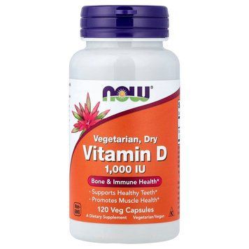Вітамін D у сухій формі, 1000 МО, Vegetarian Dry Vitamin D, Now Foods, 120 вегетаріанських капсул