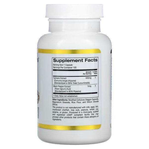 Куркумін C3 з біоперином, 500 мг, Curcumin C3 Complex with BioPerine, California Gold Nutrition, 120 вегетаріанських капсул