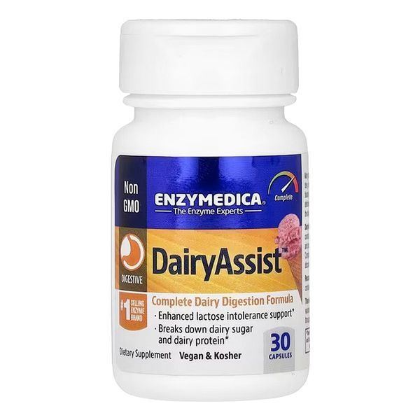 Ферменты для переваривания лактозы, Dairy Assist, Enzymedica, 30 капсул