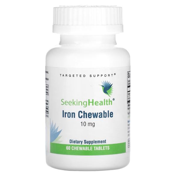 Залізо, 10 мг, Optimal Iron Chewable, Seeking Health, 60 жувальних таблеток