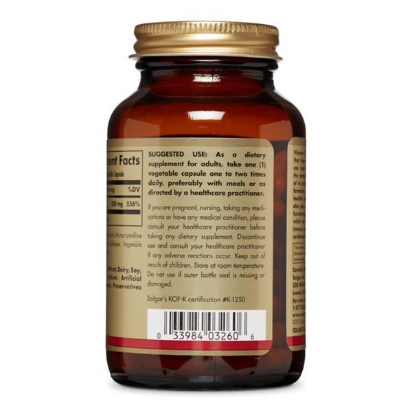 Вітамін C, 500 мг, Vitamin C, 500 mg, Solgar, 100 вегетаріанських капсул