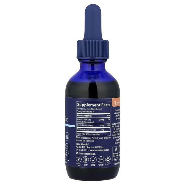 Вітамін C та Цинк іонізовані в краплях, Ionic Vitamin C+Zinc, Trace, 59 мл