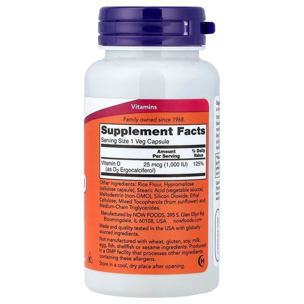 Вітамін D у сухій формі, 1000 МО, Vegetarian Dry Vitamin D, Now Foods, 120 вегетаріанських капсул