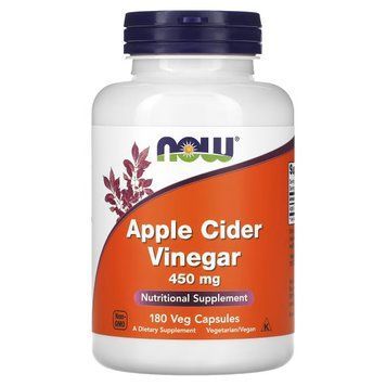 Яблучний оцет, 450 мг, Apple Cider Vinegar, Now Foods, 180 вегетаріанських капсул