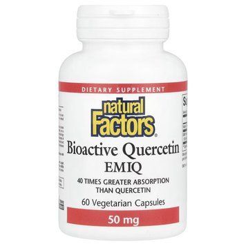 Кверцетин високоактивний біоактивний, 50 мг, Bioactive Quercetin EMIQ, Natural Factors, 60 вегетаріанських капсул