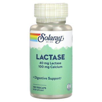 Лактаза, 40 мг, Lactase, Solaray, 100 вегетарианских капсул