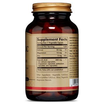 Каприлова (октанова) кислота, Solgar, Caprylic Acid, 100 рослинних капсул