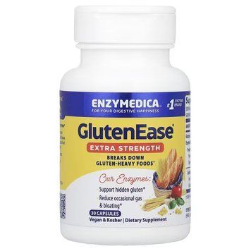 Ферменты для переваривания глютена, GlutenEase, Extra Strength, Enzymedica, 30 капсул
