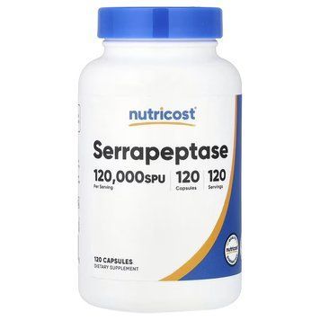 Серрапептаза, 60 мг, 120000 SPU, Serrapeptase, Nutricost, 120 капсул