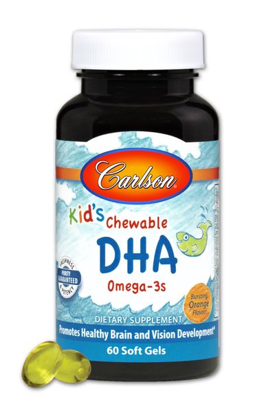 Риб'ячий жир (DHA) для Дітей, Смак Апельсину, Kid's Chewable, Carlson, 60 желатинових капсул