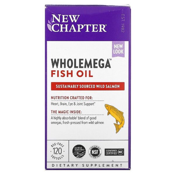 Жир Аляскинського Лосося 1000мг, Wholemega, Alaskan Salmon Oil, New Chapter, 120 желатинових капсул