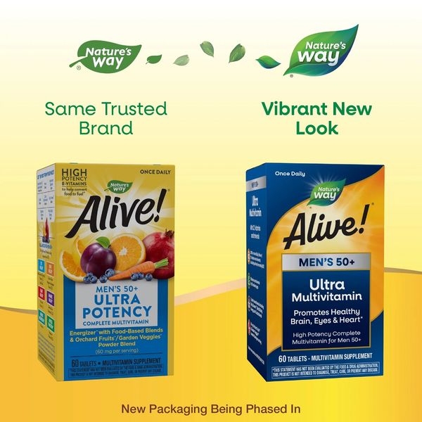 Мультивитамины для Мужчин 50+, Alive! Once Daily, Men's 50+ Multi-Vitamin, Nature's Way, 60 Таблеток