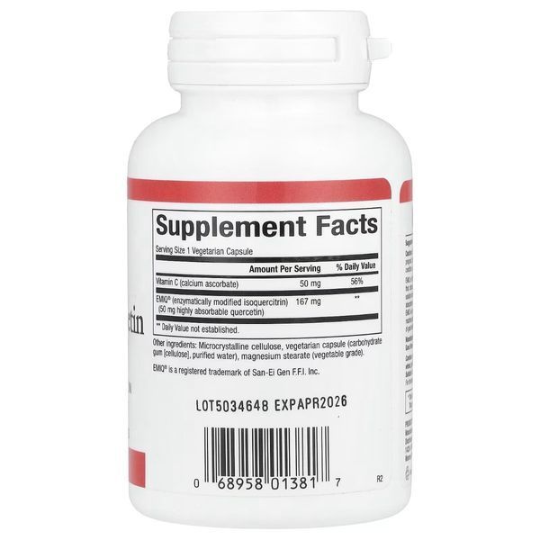 Кверцетин високоактивний біоактивний, 50 мг, Bioactive Quercetin EMIQ, Natural Factors, 60 вегетаріанських капсул