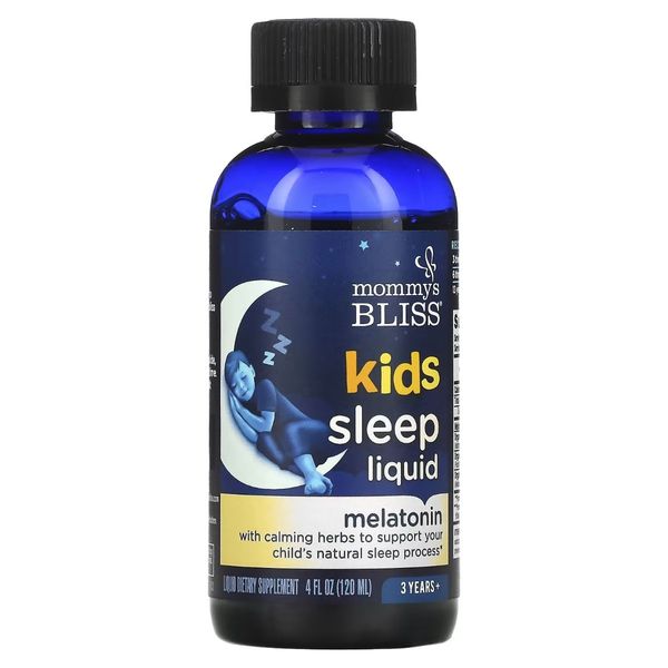 Мелатонін рідкий для дітей віком від 3 років, смак винограду, Kids Sleep Liquid, Melatonin, Mommy's Bliss, 120 мл