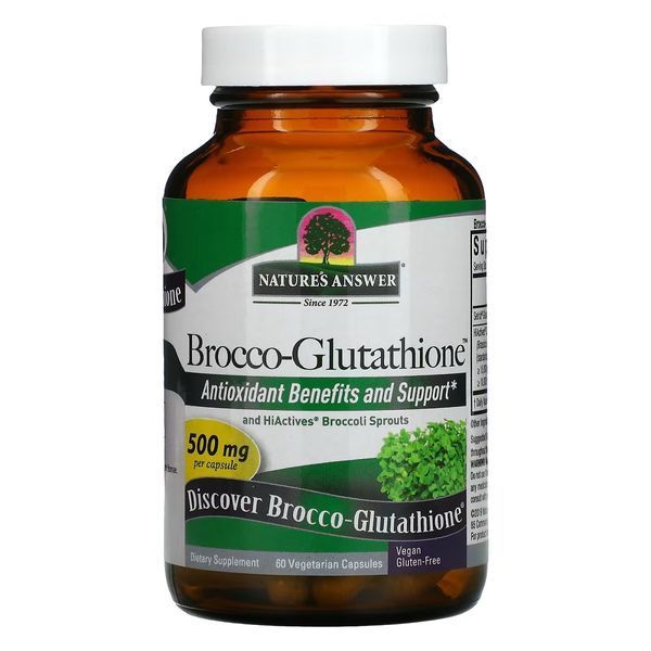 Брокко-глутатион, 500 мг, Brocco-Glutathione, Nature's Answer, 60 вегетарианских капсул
