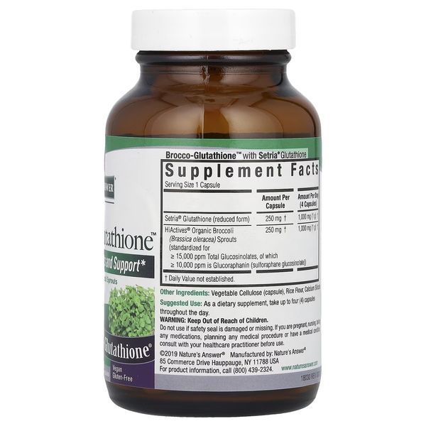 Брокко-глутатион, 500 мг, Brocco-Glutathione, Nature's Answer, 60 вегетарианских капсул