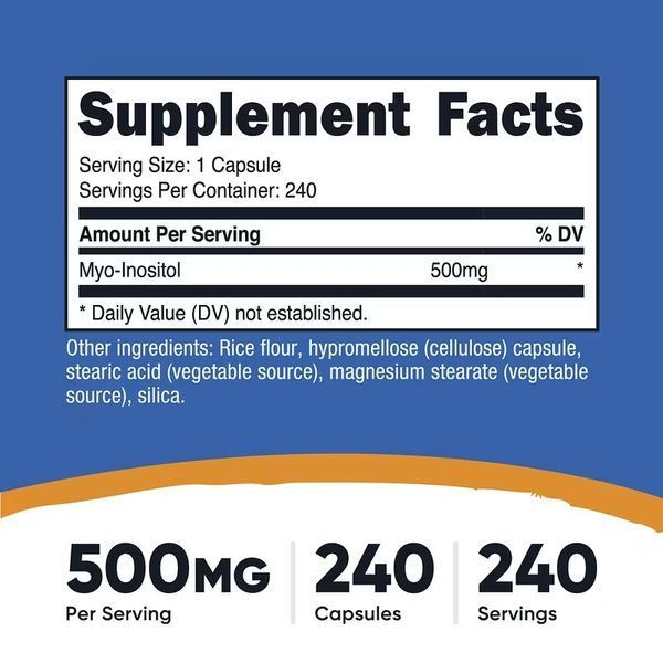 Інозитол, 500 мг, Inositol, Nutricost, 240 капсул