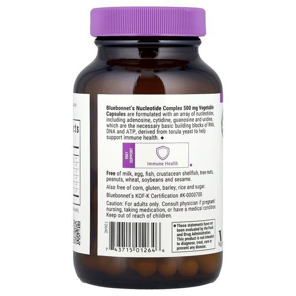 Комплекс нуклеотидів, РНК/ДНК, Nucleotide Complex, RNA/DNA, Bluebonnet Nutrition, 60 вегетаріанських капсул