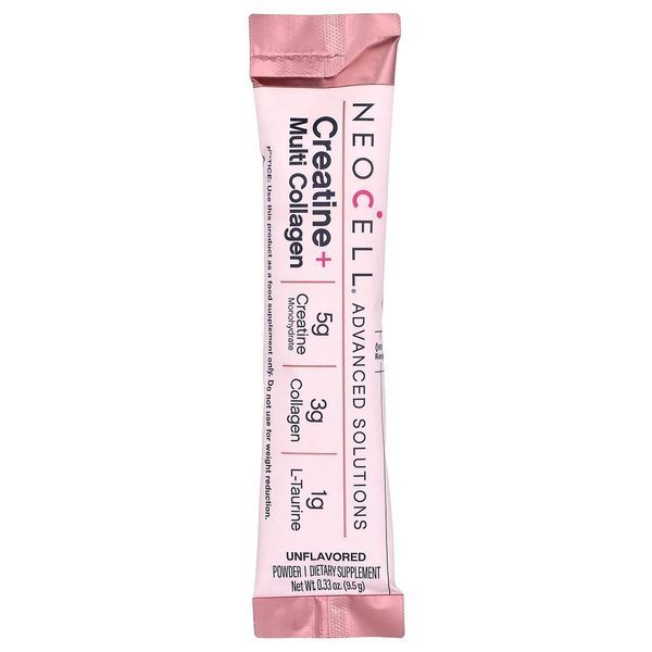 Креатин та мультиколагенові біо-пептиди, Creatine + Multi Collagen Bio Peptides Protein, Neocell, 20 стіків по 9,5 г