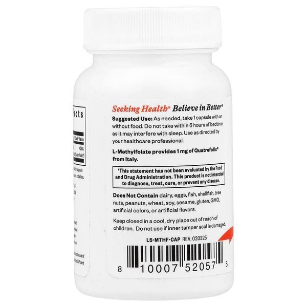 Метилфолат, L-5-MTHF, Seeking Health, 60 капсул
