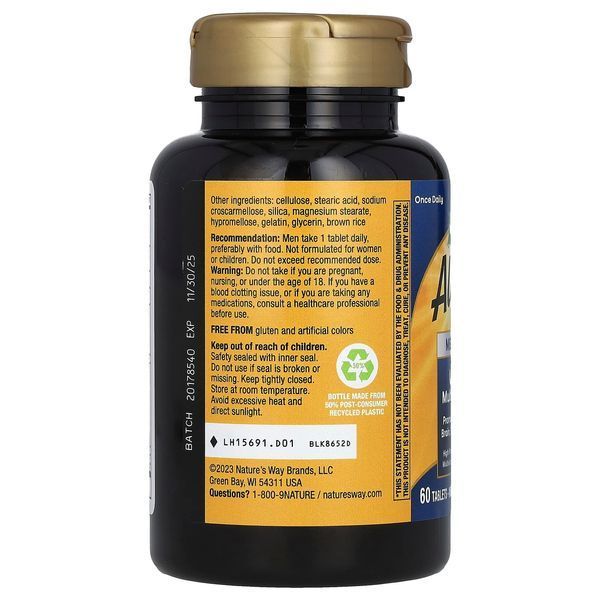 Мультивітаміни для Чоловіків 50+, Alive! Once Daily, Men's 50+ Multi-Vitamin, Nature's Way, 60 Таблеток