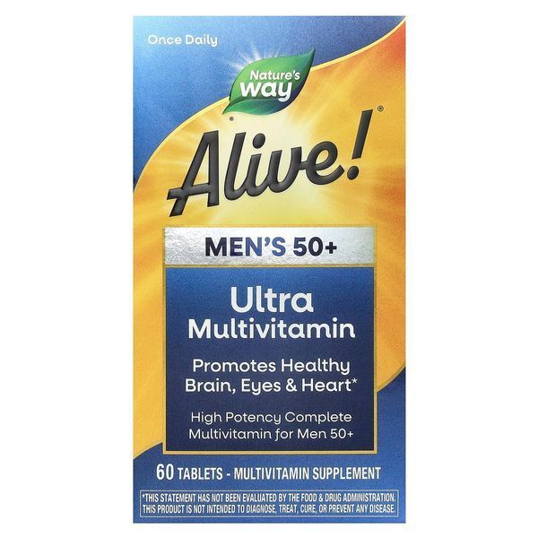 Мультивітаміни для Чоловіків 50+, Alive! Once Daily, Men's 50+ Multi-Vitamin, Nature's Way, 60 Таблеток