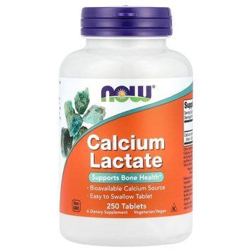 Лактат кальцію, 255 мг, Calcium Lactate, Now Foods, 250 таблеток