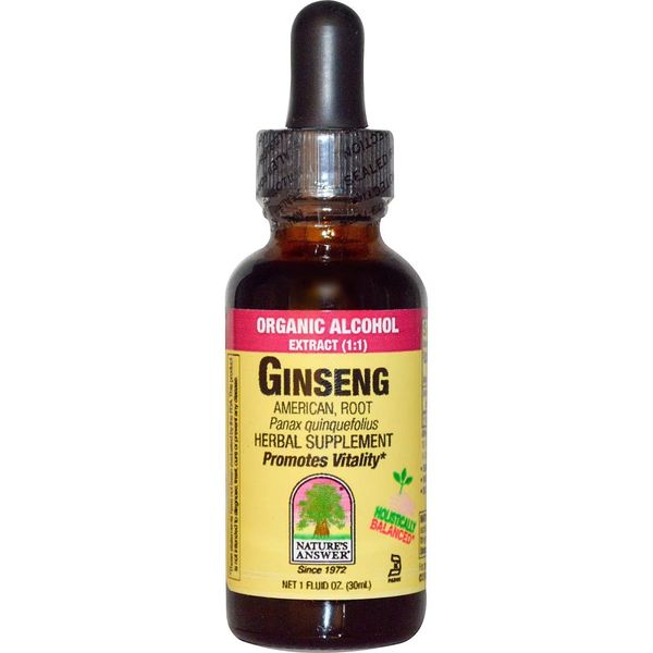 Американський Женьшень, екстракт органічного спирту (1:1), Ginseng, American, Root, Organic Alcohol Extract, Nature's Answer, 30 мл