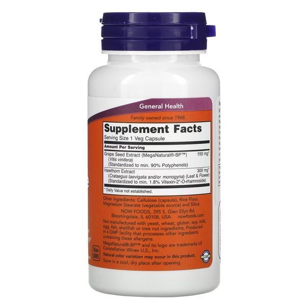 Нормалізація тиску, Blood Pressure Health, Now Foods, 90 вегетаріанських капсул
