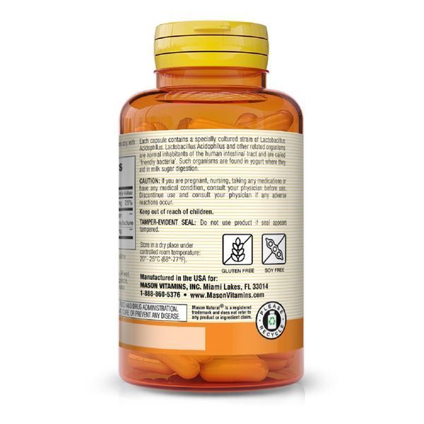 Пробіотик з пектином, Probiotic Acidophilus With Pectin, Mason Natural, 100 капсул
