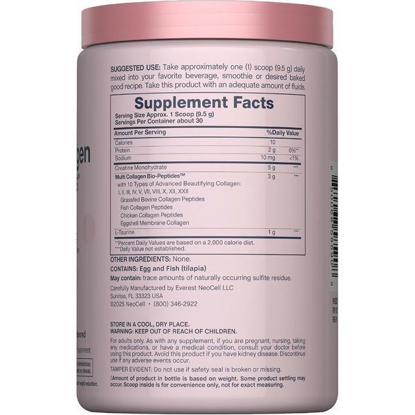Креатин та мультиколагенові біо-пептиди, Creatine + Multi Collagen Bio Peptides Protein, Neocell, 285 г