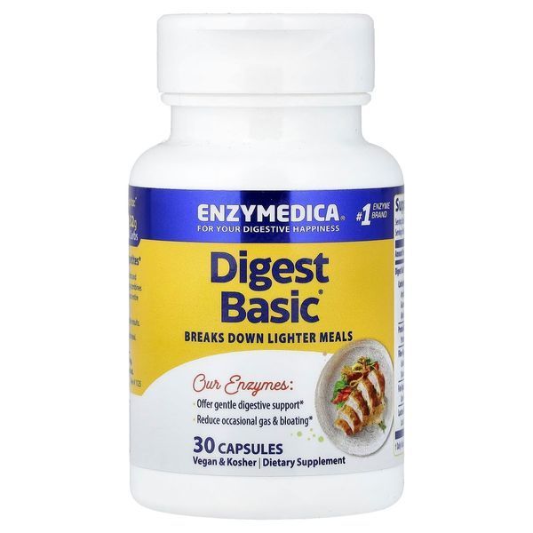 Пищеварительные Ферменты (Формула Энзимов), Digest Basic, Enzymedica, 30 капсул