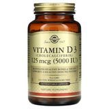 Витамин D3, 125 мкг (5000 МЕ), Vitamin D3 (Cholecalciferol), Solgar, 240 вегетарианских капсул