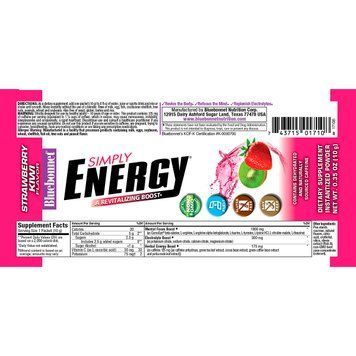 Енергетичний напій в порошку, Смак Полуниці і Ківі, Bluebonnet Nutrition, Simply Energy Grape, 14 пакетиків по 10 г