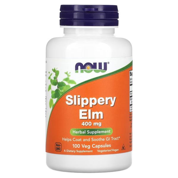 Слизький в'яз, 400 мг, Slippery Elm, Now Foods, 100 вегетаріанських капсул