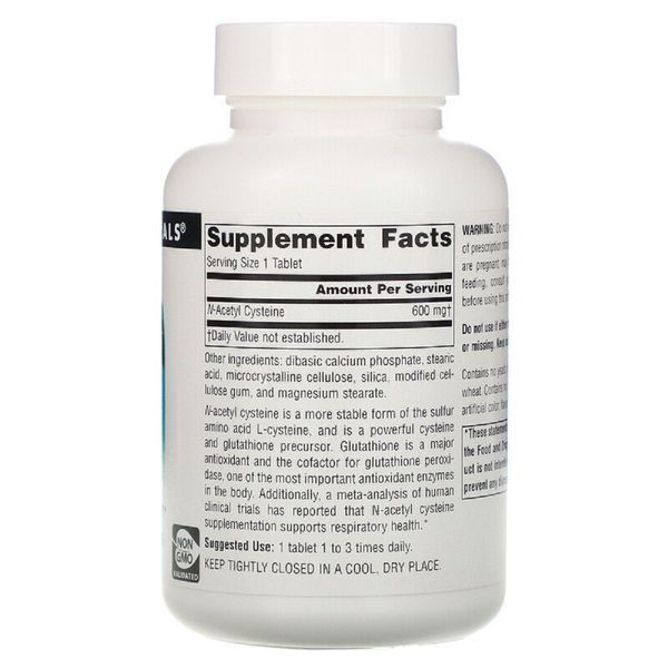 NAC (N-Ацетил-L-Цистеїн), 600 мг, N-Acetyl Cysteine, Source Naturals, 30 таблеток