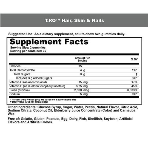 Біотин для волосся, шкіри і нігтів, фруктовий смак, Hair, Skin & Nails, Biotin, T-RQ, 60 жувальних цукерок